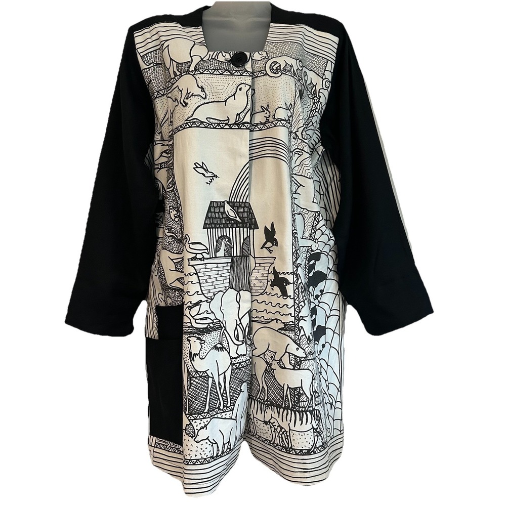 Vtg Made in USA Jacket Noah's Ark Sz L Art to Wear Sunday School Teacher Bible